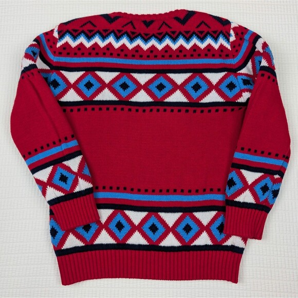 Sophie and Sam Boys 4T Fair Isle Sweater 100% Cotton Red Blue Crew Neck Pullover - Picture 6 of 8
